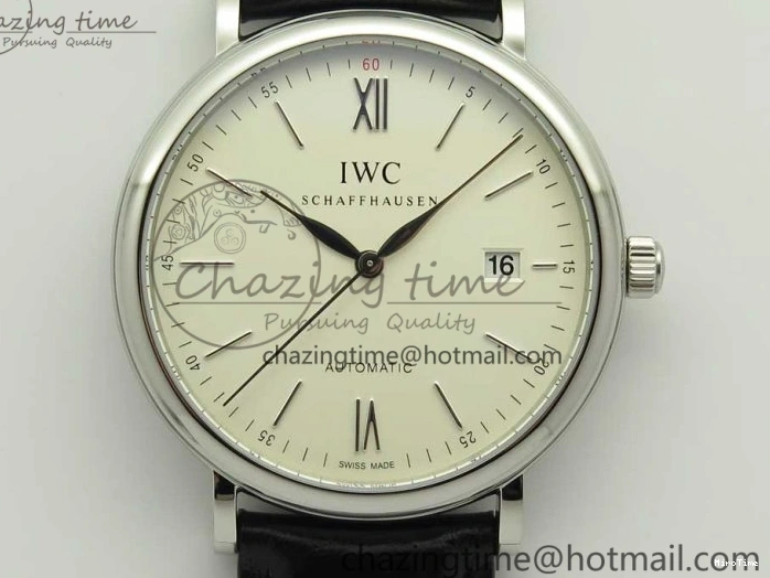 MIROTIME 0102 Portofino Automatic SS FKF 1:1 Best Edition White Dial SS Markers on Black Leather Strap A QuickDry 7138